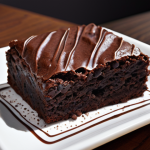 **

A visually appealing vegan brownie, showcasing its rich, fudgy texture and intense chocolate color, potentially in a modern Parisian pastry shop setting.

**