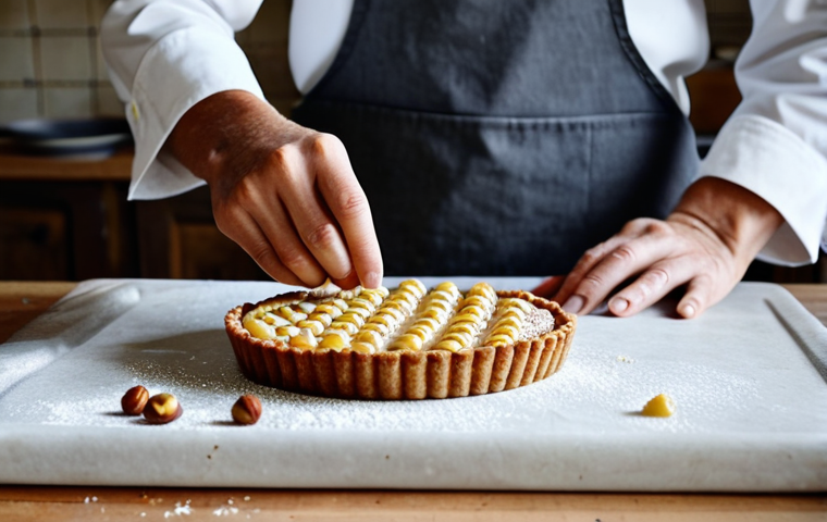 **

"A baker in a bright, airy kitchen, arranging caramelized topinambour tart with hazelnut shortbread, fully clothed, professional attire, safe for work, perfect anatomy, natural proportions, well-formed hands, proper finger count, showcasing forgotten vegetables in a modern dessert, rustic French countryside background, family-friendly, high quality, appropriate content."

**