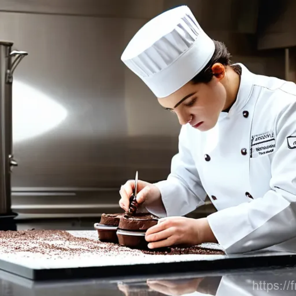디저트 전문가 시험 합격 노하우 - **A highly detailed, realistic image capturing the essence of precise pastry work.** A young, focuse...