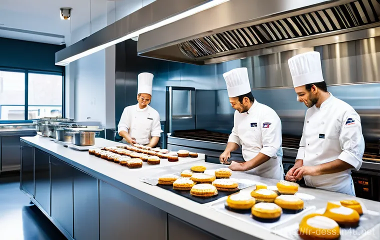 디저트 전문가의 작업 환경 개선 방법 - **Prompt 1: The Ergonomic Pastry Master's Lab**
A bright, clean, and modern professional pastry ...