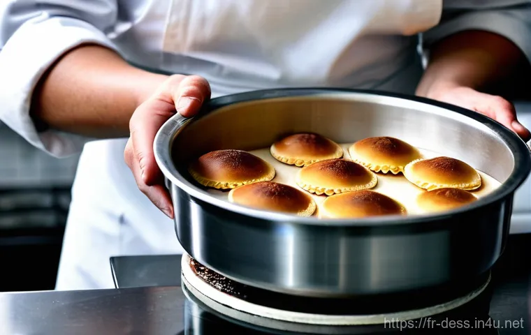 디저트 전문가가 되기 위한 학습 자료 추천 - **The Artisan Pâtissier's Focused Craft:** A close-up shot of a skilled French female pâtissier, mid...