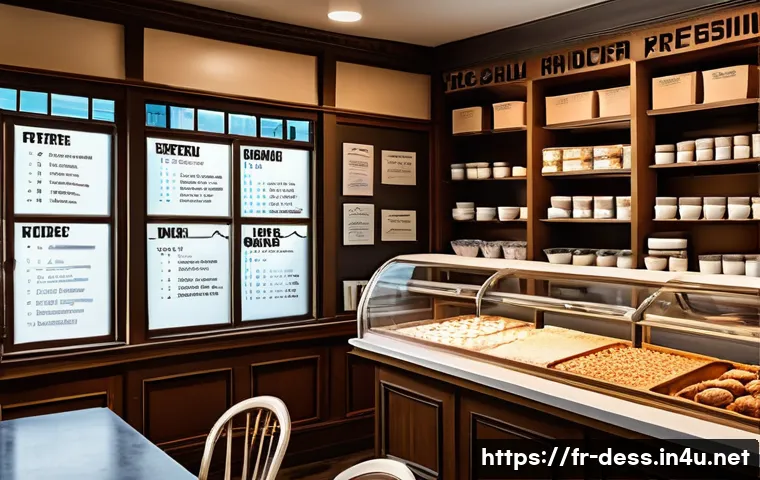 디저트 전문가의 재고 관리 팁 - A cozy French pastry shop interior showcasing a well-organized supply area with labeled airtight con...