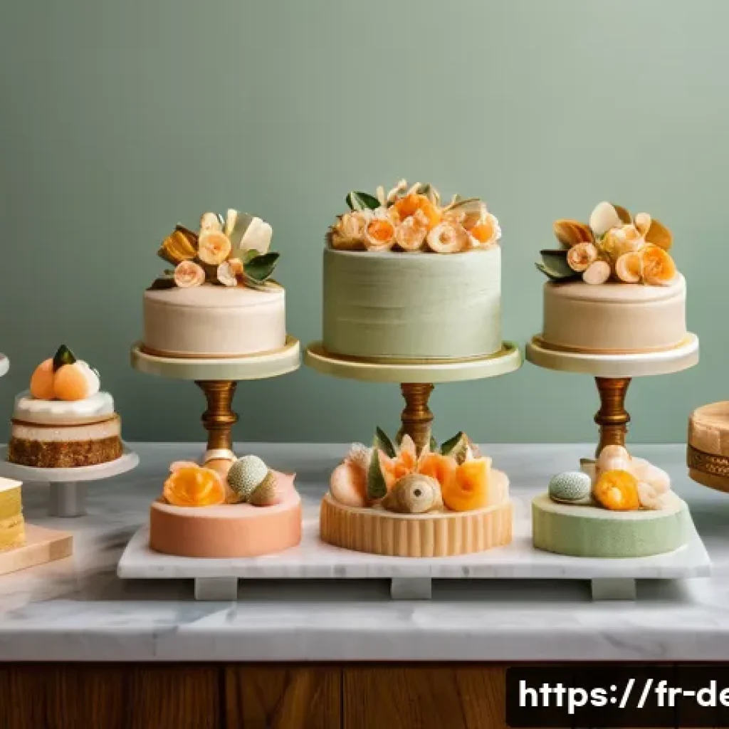 디저트 전문가의 디자인 감각을 키우는 법 - A contemporary French pastry display featuring a variety of desserts with harmonious pastel color pa...