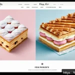 디저트 전문가의 온라인 포트폴리오 작성법 - A sophisticated French pastry chef&rsquo;s portfolio homepage layout showcasing a pastel color palette wit...