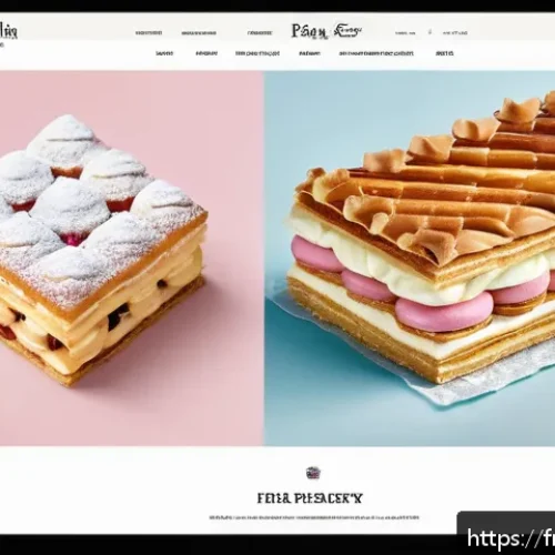 디저트 전문가의 온라인 포트폴리오 작성법 - A sophisticated French pastry chef&rsquo;s portfolio homepage layout showcasing a pastel color palette wit...